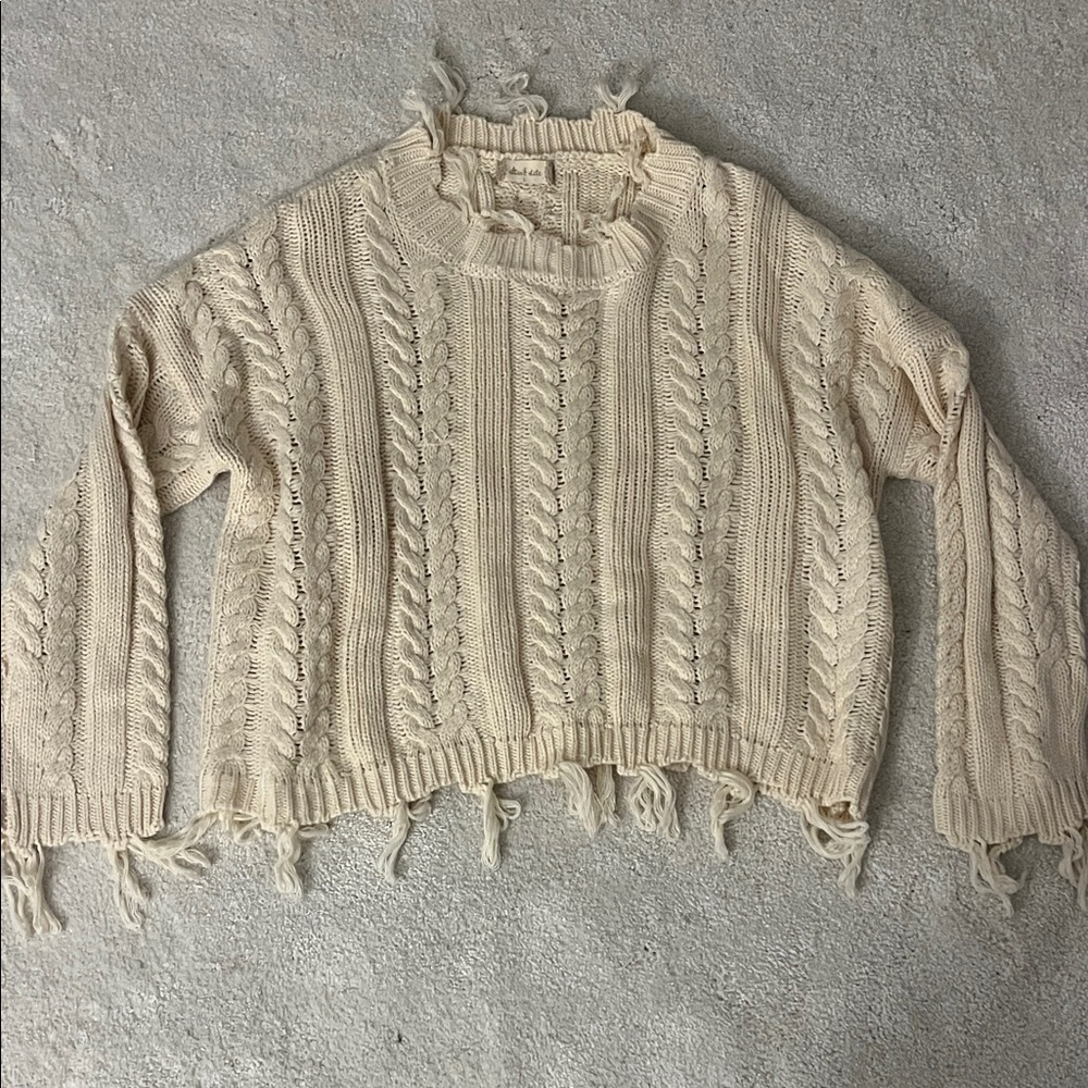 Altar'd State Fringed Cream Sweater